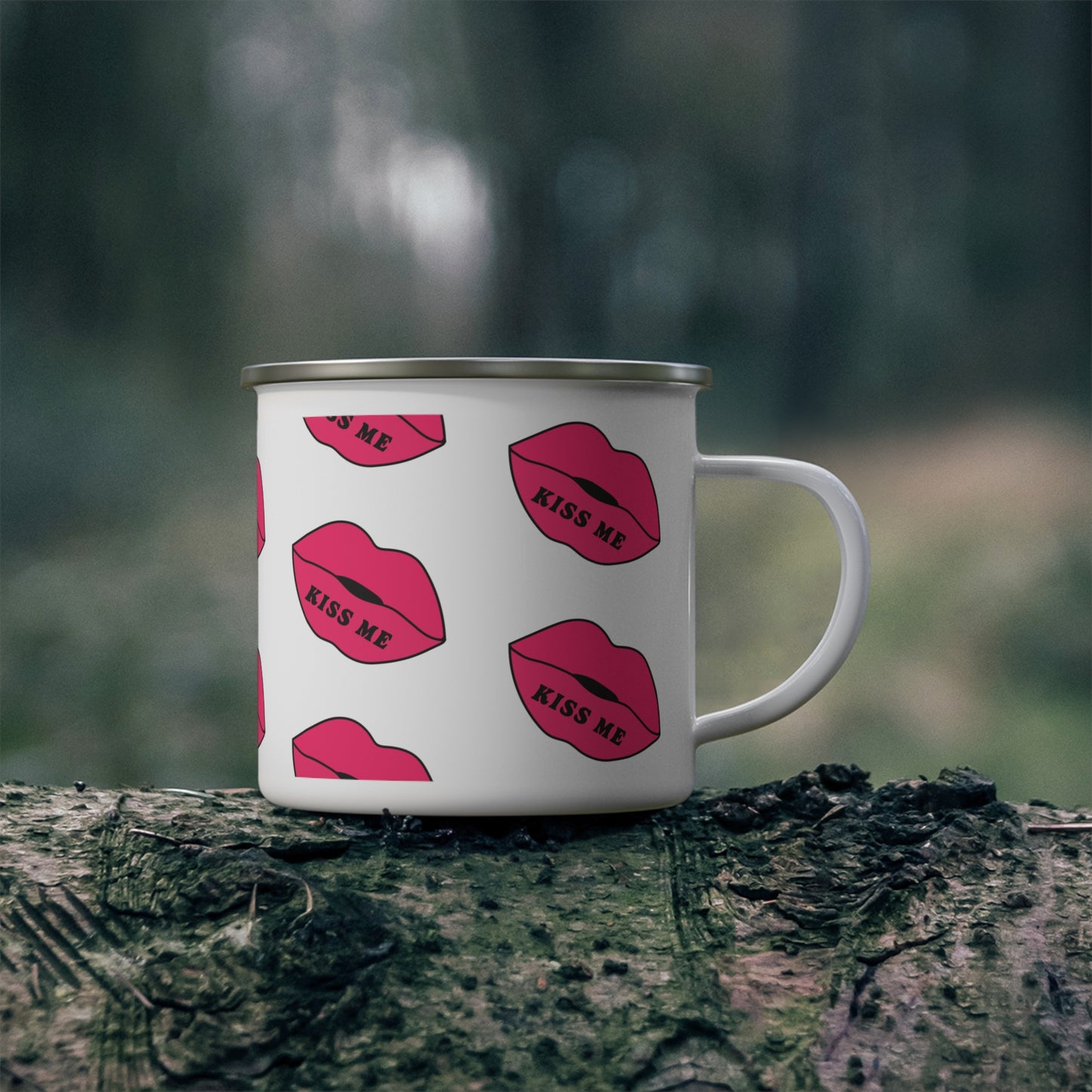 Kiss Me Enamel Camping Mug