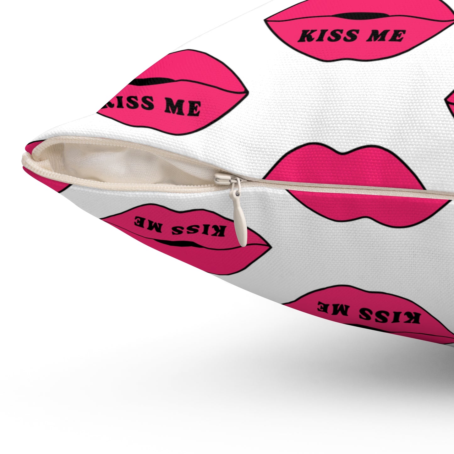 Kiss me Spun Polyester Square Pillow