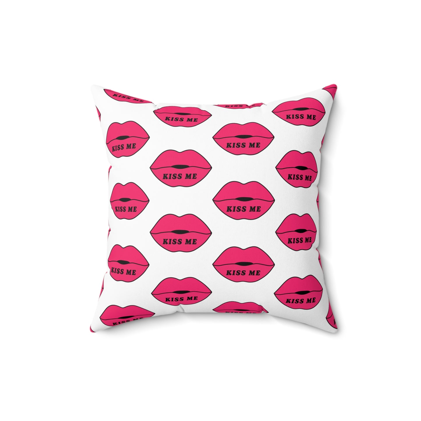 Kiss me Spun Polyester Square Pillow