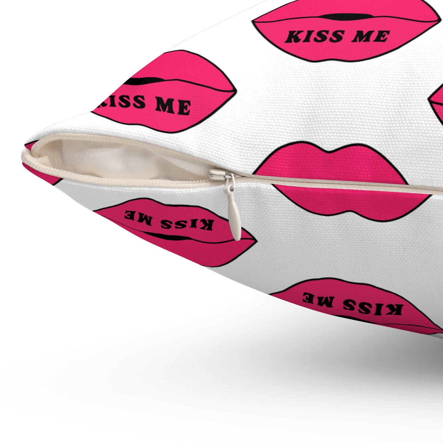 Kiss me Spun Polyester Square Pillow