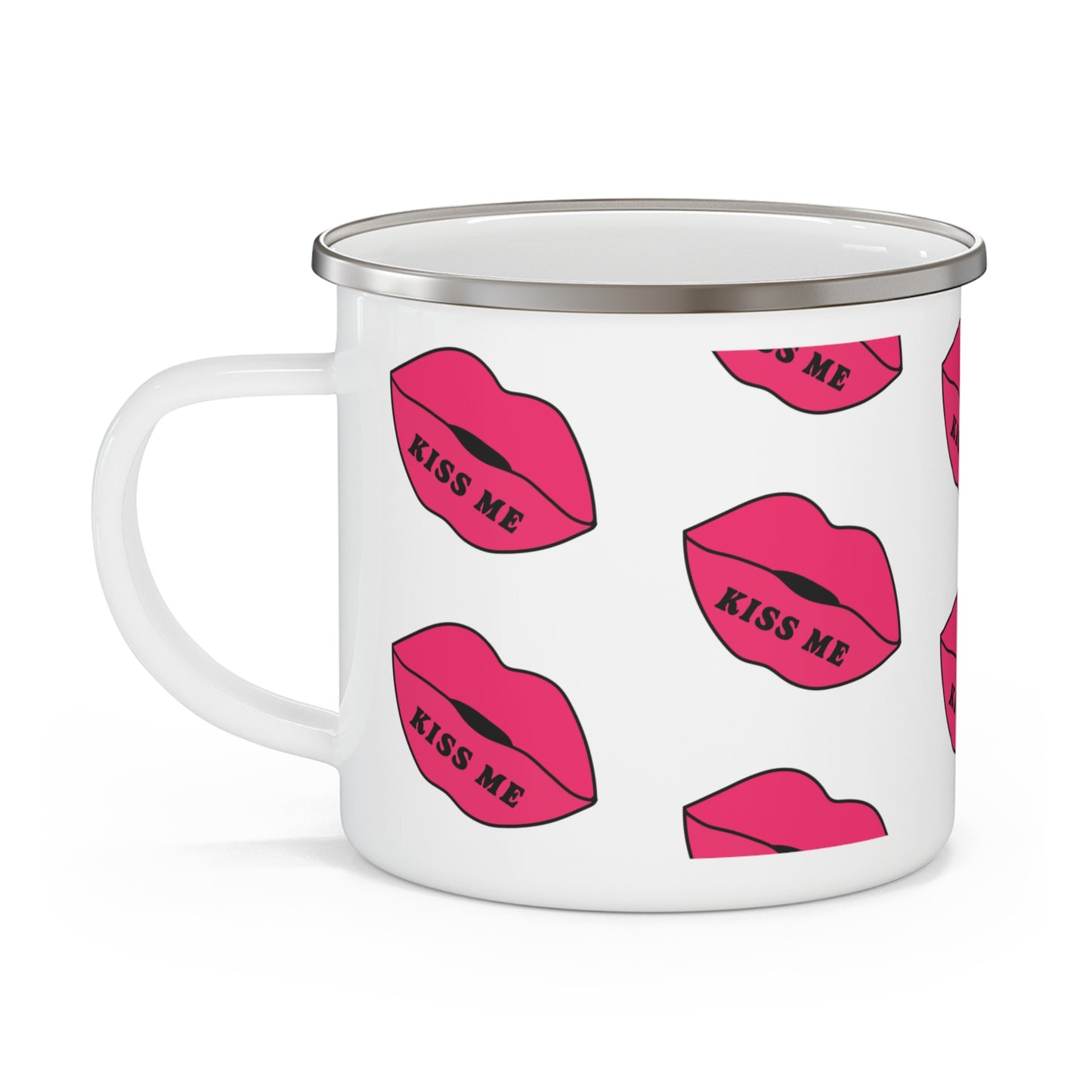 Kiss Me Enamel Camping Mug
