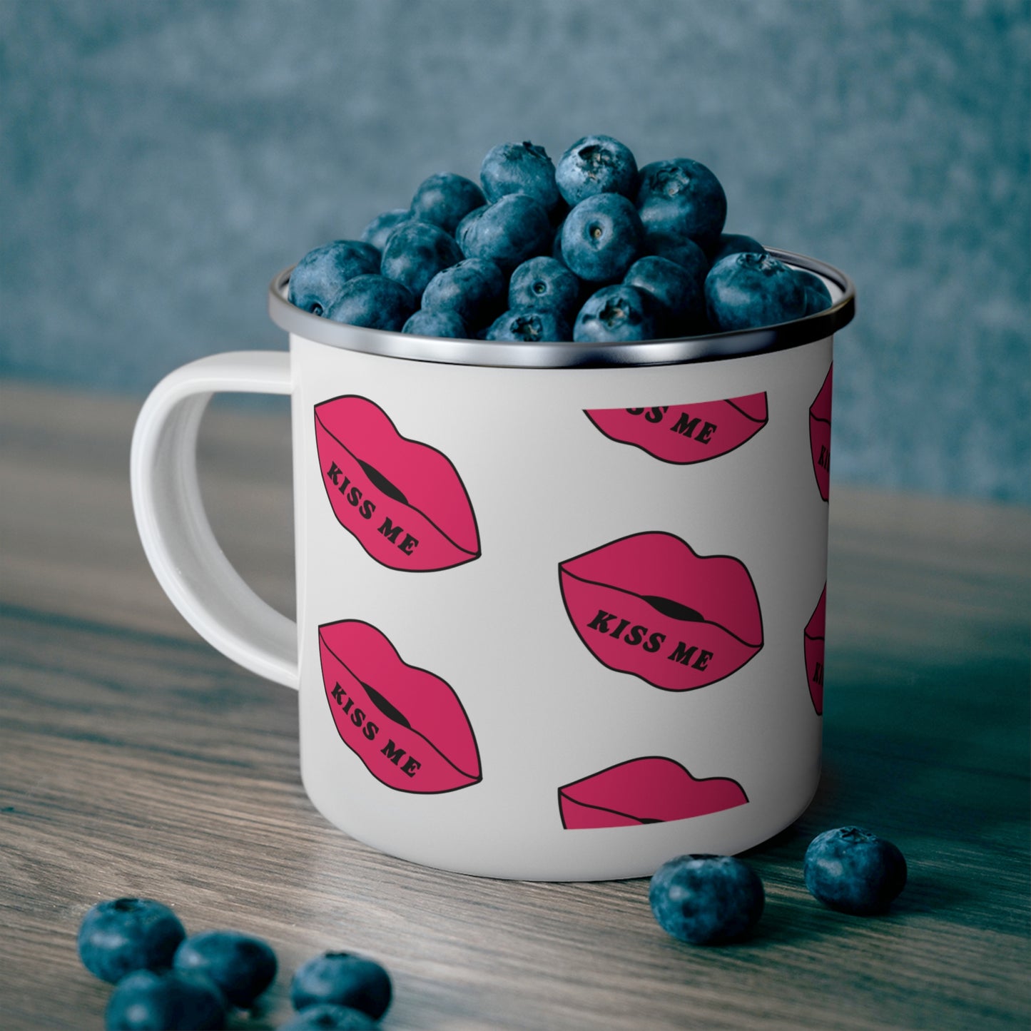 Kiss Me Enamel Camping Mug